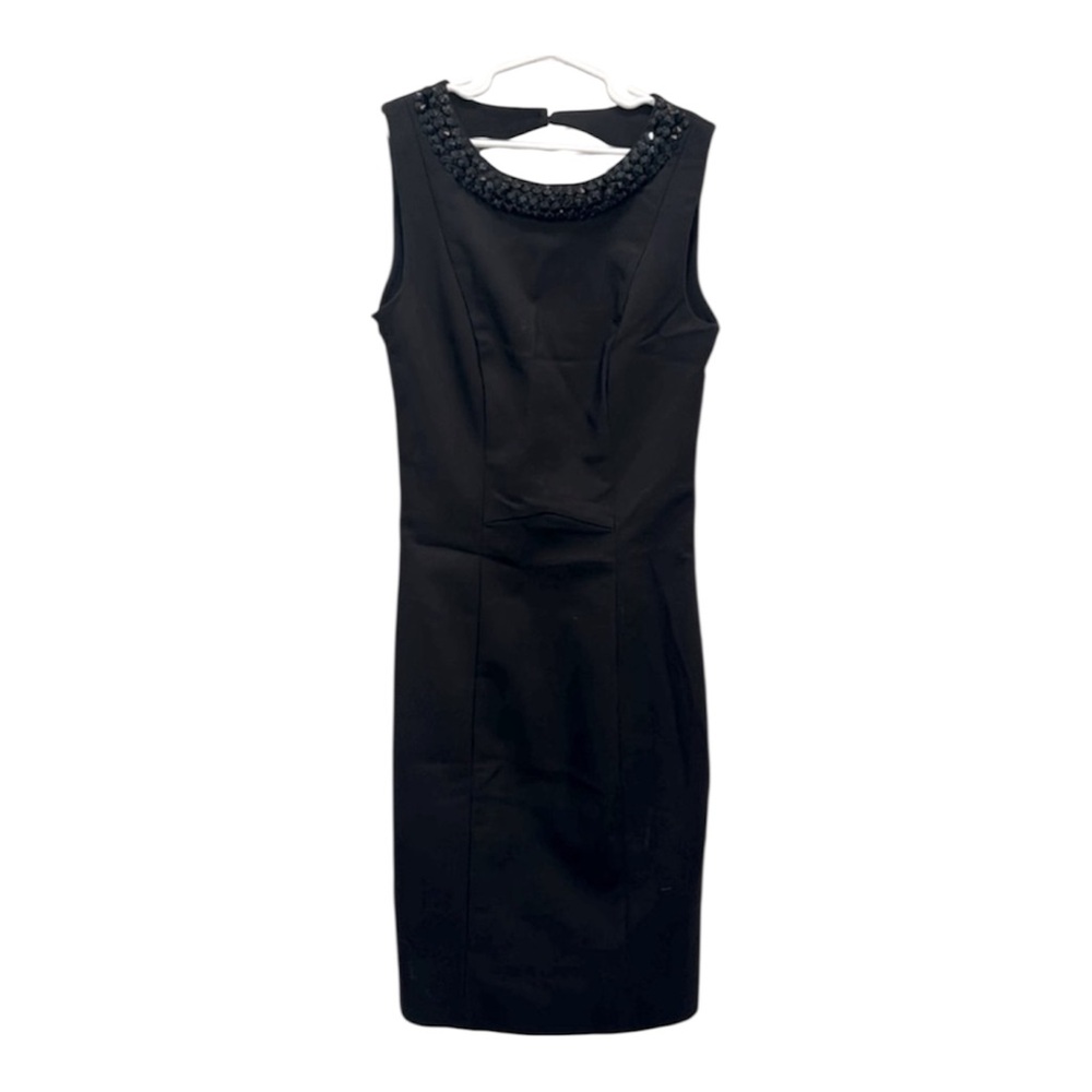 H&M women’s size 2 little black sleeveless dress with beaded collar accent